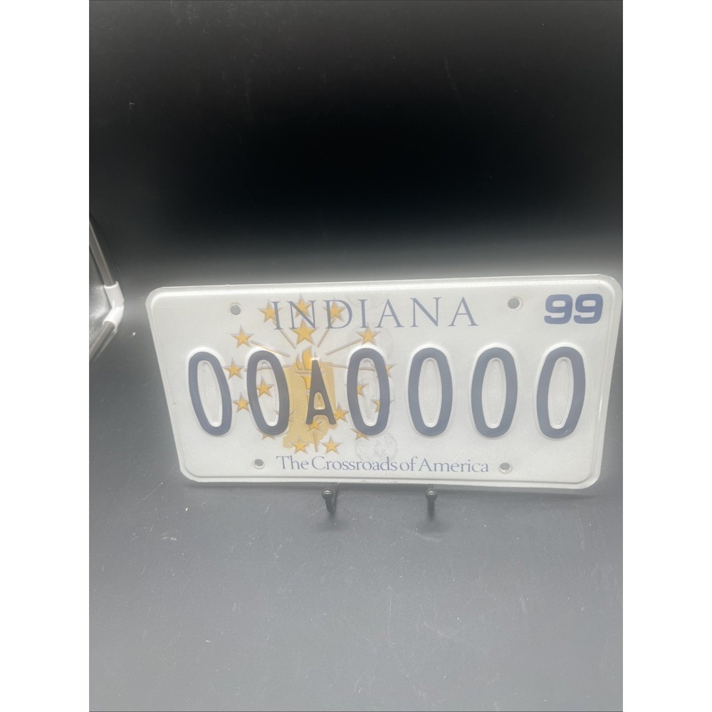 1999 Indiana "The Crossroads of America" Sample License Plate - 00A0000 Man Cave